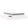 Bed with drawers and mattress white pine solid wood 120x200 cm by , Beds and slatted bases - Ref: Foro24-3281902, Price: 478,...