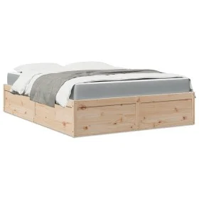 Bed with mattress solid pine wood 160x200 cm by , Beds and slatted bases - Ref: Foro24-3281928, Price: 417,89 €, Discount: %