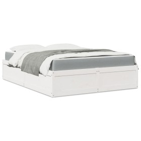 Bed with mattress solid pine wood white140x200 cm by , Beds and slatted bases - Ref: Foro24-3281935, Price: 406,46 €, Discoun...