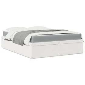 Bed with mattress solid pine wood white140x200 cm by , Beds and slatted bases - Ref: Foro24-3281935, Price: 401,14 €, Discoun...