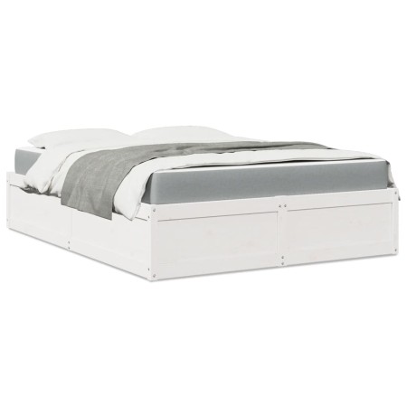 Bed with mattress solid pine wood white140x200 cm by , Beds and slatted bases - Ref: Foro24-3281935, Price: 406,39 €, Discoun...
