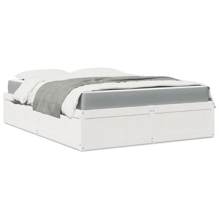 Cama con colchón madera maciza de pino blanca140x200 cm de , Camas y somieres - Ref: Foro24-3281935, Precio: 401,13 €, Descue...
