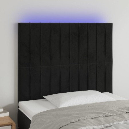 Cabecero con luces LED terciopelo negro 80x5x118/128 cm en Cabeceros y pies de cama | Comprar online en Foro24