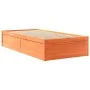 Bed with mattress in waxed brown pine solid wood 100x200 cm by , Beds and slatted bases - Ref: Foro24-3281942, Price: 307,64 ...