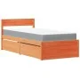 Bed with drawers and mattress in wax brown pine wood 90x190 cm by , Beds and slatted bases - Ref: Foro24-3281921, Price: 279,...