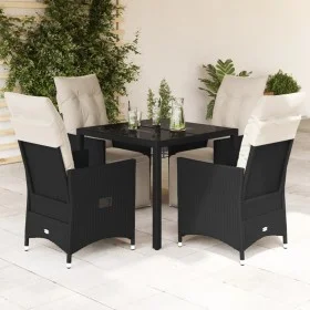 Set de muebles jardín 5 pzas con cojines ratán sintético negro by , Garden sets - Ref: Foro24-3276864, Price: 519,54 €, Disco...