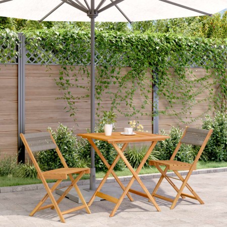 3-teiliges Bistro-Set aus Polypropylen und massivem grauem Holz von , Gartensets - Ref: Foro24-3281866, Preis: 156,04 €, Raba...