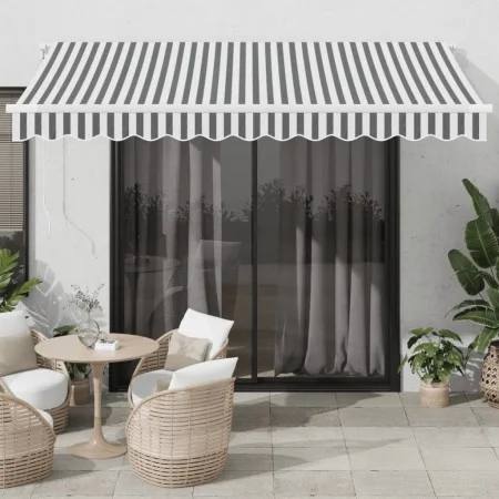 Toldo retráctil manual con LED antracita y blanco 350x250 cm by , Awnings - Ref: Foro24-3215782, Price: 267,65 €, Discount: %