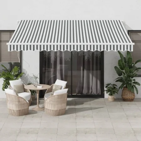 Toldo retráctil automático gris antracita y blanco 400x350 cm de , Toldos - Ref: Foro24-3215794, Precio: 439,47 €, Descuento: %