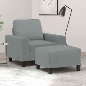 Armchair with light gray fabric stool 60 cm by , Sofas - Ref: Foro24-3201143, Price: 190,31 €, Discount: %