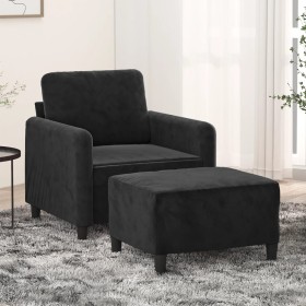 Sessel mit Hocker aus schwarzem Samt, 60 cm. von , Sofas - Ref: Foro24-3201169, Preis: 187,31 €, Rabatt: %
