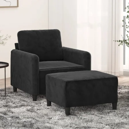 Sessel mit Hocker aus schwarzem Samt, 60 cm. von , Sofas - Ref: Foro24-3201169, Preis: 196,71 €, Rabatt: %
