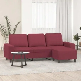 Dreisitzer-Sofa mit rotem Stoffhocker, 180 cm. von , Sofas - Ref: Foro24-3201157, Preis: 258,76 €, Rabatt: %