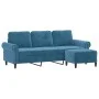 Dreisitzer-Sofa mit blauem Samt-Hocker, 180 cm. von , Sofas - Ref: Foro24-3201224, Preis: 348,21 €, Rabatt: %
