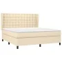 Box spring bed with cream-colored fabric mattress 160x200 cm by , Beds and slatted bases - Ref: Foro24-3128298, Price: 594,12...