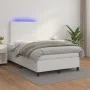 Cama box spring colchón y LED cuero sintético blanco 120x200 cm de , Camas y somieres - Ref: Foro24-3135814, Precio: 433,18 €...