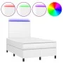 White synthetic leather box spring bed with mattress and LED lights 120x200 cm by , Beds and slatted bases - Ref: Foro24-3135...
