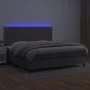 Box spring bed with gray synthetic leather mattress and LED lights 200x200 cm by , Beds and slatted bases - Ref: Foro24-31359...