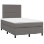 Boxspringbett mit LED-Lichtern, grauem Kunstleder und Matratze 120x200 cm. von , Betten und Lattenroste - Ref: Foro24-3135877...