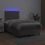 Box spring bed with gray synthetic leather mattress and LED lights 120x200 cm by , Beds and slatted bases - Ref: Foro24-31358...