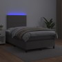 Boxspringbett mit LED-Lichtern, grauem Kunstleder und Matratze 120x200 cm. von , Betten und Lattenroste - Ref: Foro24-3135877...