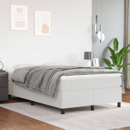 Box spring bed with white synthetic leather mattress 120x200 cm by , Beds and slatted bases - Ref: Foro24-3144597, Price: 358...