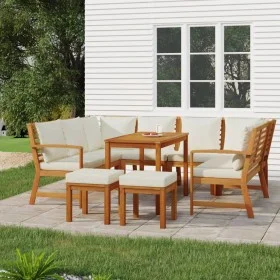 Gartenspeiseset mit 9 massiven Akazienholzstühlen und Kissen von , Gartensets - Ref: Foro24-3154976, Preis: 939,04 €, Rabatt: %