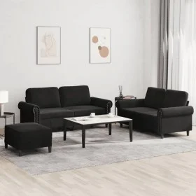 3-piece black velvet sofa set with cushions by , Sofas - Ref: Foro24-3202225, Price: 520,61 €, Discount: %