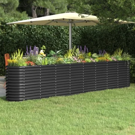 Planter raised bed in anthracite powder-coated steel, 332x40x68 cm by , Pots and planters - Ref: Foro24-318911, Price: 116,08...