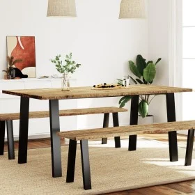Solid acacia wood dining table 150x90x75 cm by , Kitchen and dining tables - Ref: Foro24-353298, Price: 186,24 €, Discount: %