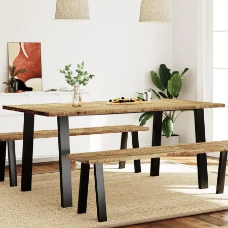 Solid acacia wood dining table 150x90x75 cm by , Kitchen and dining tables - Ref: Foro24-353298, Price: 186,24 €, Discount: %