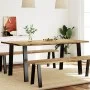 Solid acacia wood dining table 150x90x75 cm by , Kitchen and dining tables - Ref: Foro24-353298, Price: 186,24 €, Discount: %