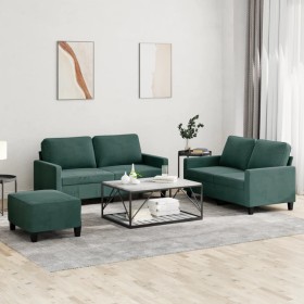 Set of sofas with 3 dark green velvet cushions by , Sofas - Ref: Foro24-3201508, Price: 540,74 €, Discount: %