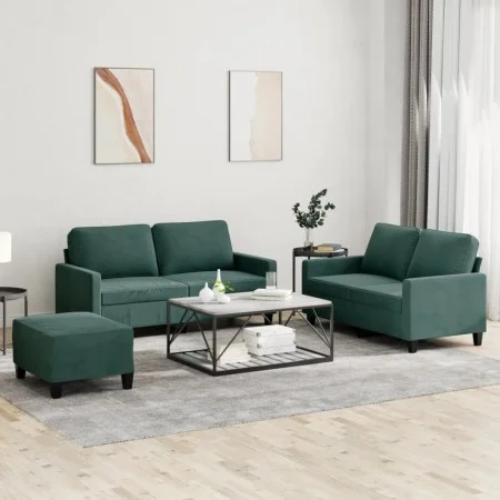 Set of sofas with 3 dark green velvet cushions by , Sofas - Ref: Foro24-3201508, Price: 502,88 €, Discount: %