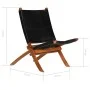 Faltbarer Relaxsessel aus echtem schwarzem Leder von , Klapphocker und Stühle - Ref: Foro24-246364, Preis: 185,96 €, Rabatt: %