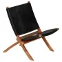 Faltbarer Relaxsessel aus echtem schwarzem Leder von , Klapphocker und Stühle - Ref: Foro24-246364, Preis: 185,96 €, Rabatt: %