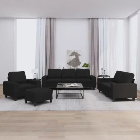 4-piece black fabric sofa set by , Sofas - Ref: Foro24-3201878, Price: 751,95 €, Discount: %