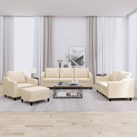 Set of sofas with 4 cream fabric cushions by , Sofas - Ref: Foro24-3201780, Price: 706,60 €, Discount: %