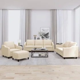 Set of sofas with 4 cream fabric cushions by , Sofas - Ref: Foro24-3201780, Price: 723,86 €, Discount: %