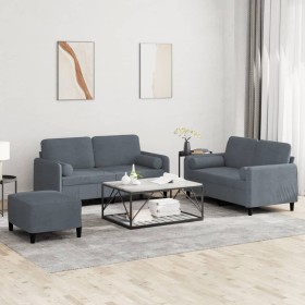 Dreiteiliges Sofaset mit dunkelgrauen Samtkissen. von , Sofas - Ref: Foro24-3202005, Preis: 459,44 €, Rabatt: %