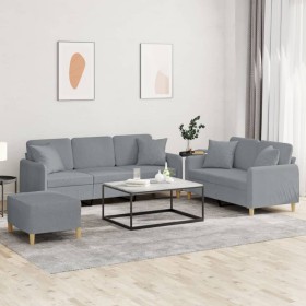 3-piece sofa set with light gray fabric cushions by , Sofas - Ref: Foro24-3202142, Price: 601,94 €, Discount: %
