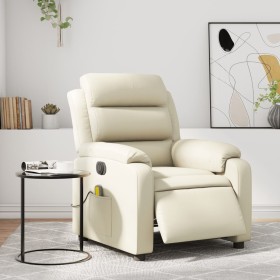 Sillón de masaje reclinable eléctrico cuero sintético crema de , Sillones - Ref: Foro24-3205036, Precio: 300,00 €, Descuento: %