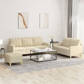 3-piece sofa set with cream fabric cushions by , Sofas - Ref: Foro24-3201316, Price: 518,52 €, Discount: %