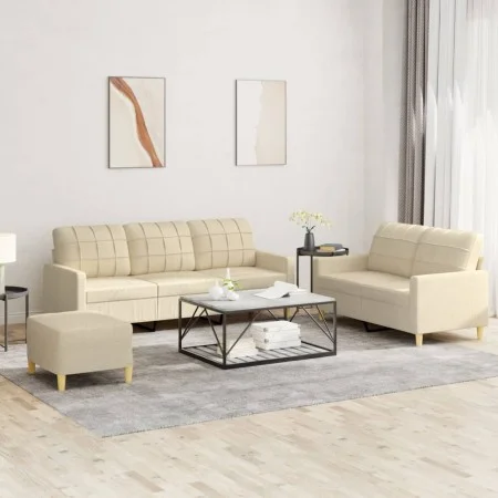 3-piece sofa set with cream fabric cushions by , Sofas - Ref: Foro24-3201316, Price: 518,52 €, Discount: %