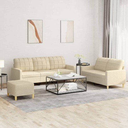 Juego de sofás con cojines 3 piezas tela crema de , Sofás - Ref: Foro24-3201316, Precio: 470,31 €, Descuento: %