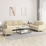 3-piece sofa set with cream fabric cushions by , Sofas - Ref: Foro24-3201316, Price: 518,52 €, Discount: %