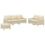 3-piece sofa set with cream fabric cushions by , Sofas - Ref: Foro24-3201316, Price: 518,52 €, Discount: %