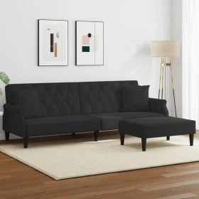 2-seater sofa bed with pillows and black velvet stool by , Sofas - Ref: Foro24-3216222, Price: 364,42 €, Discount: %
