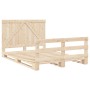 Solid pine wood bed frame with headboard 140x200 cm by , Beds and slatted bases - Ref: Foro24-3281558, Price: 215,76 €, Disco...