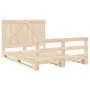 Solid pine wood bed frame with headboard 140x200 cm by , Beds and slatted bases - Ref: Foro24-3281558, Price: 213,30 €, Disco...